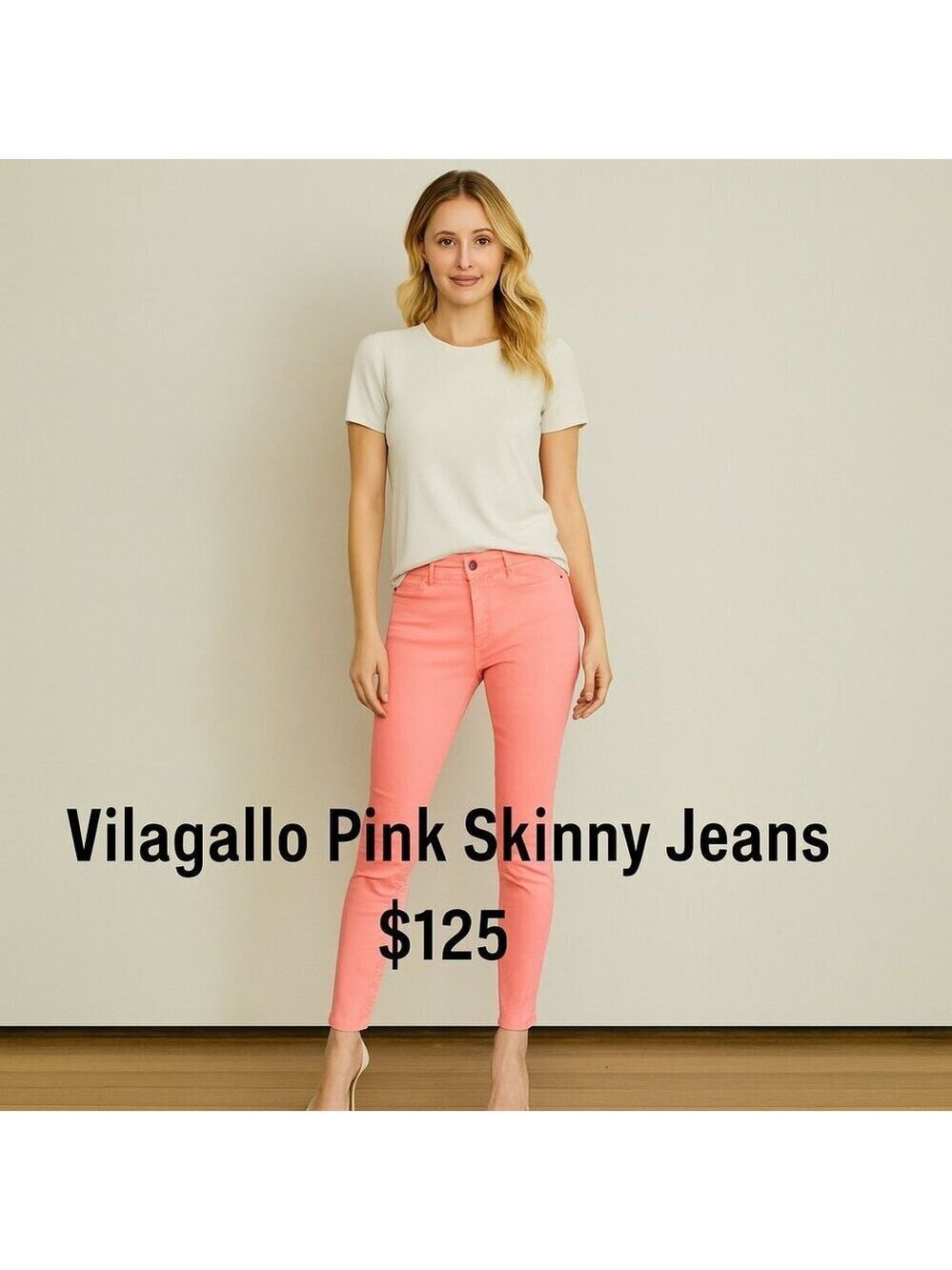 NWT Vilagallo Pink Skinny Jeans | Size 38 / US 8 | Denim Statement Style